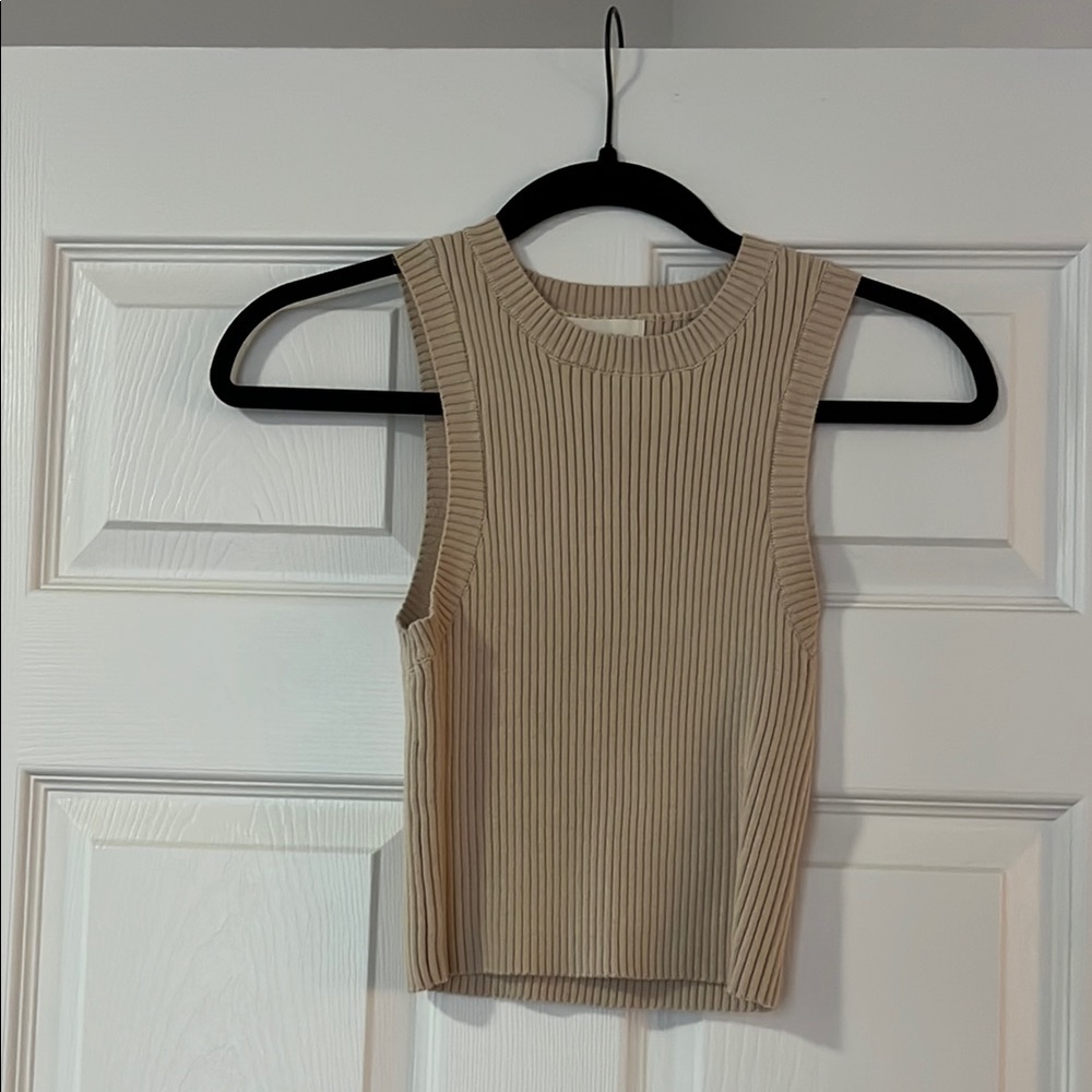 By Together Tan Ribbed Fitted Tank Top